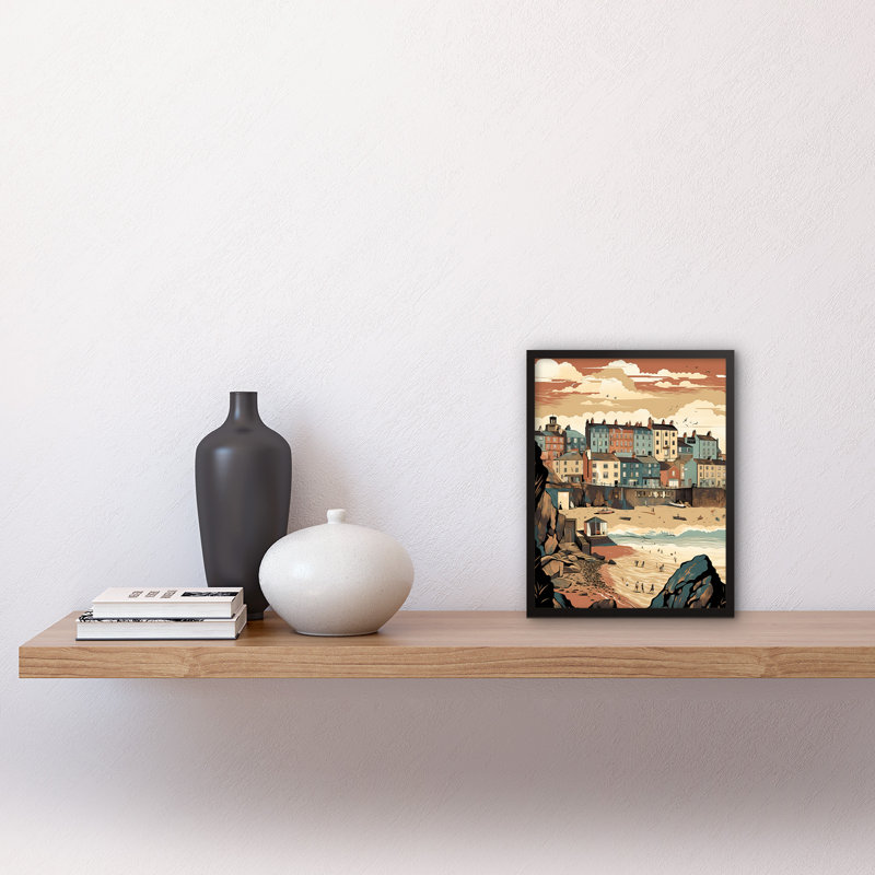 Alewine Tenby Harbour Beach Pastel Colour Coastal Town - Single Picture Frame Print
