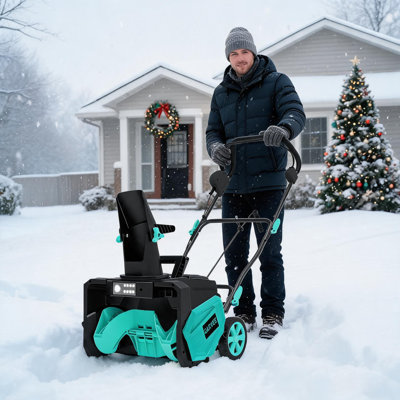 40V Cordless Snow Blower with 2x 4.0Ah Batteries, 20-Inch Clearing Width, 12 in Snow Depth, 180° Rotatable Chute, LED Light, Quiet Electric Snow Thrower for Driveway Sidewalk Winter Snow Removal.