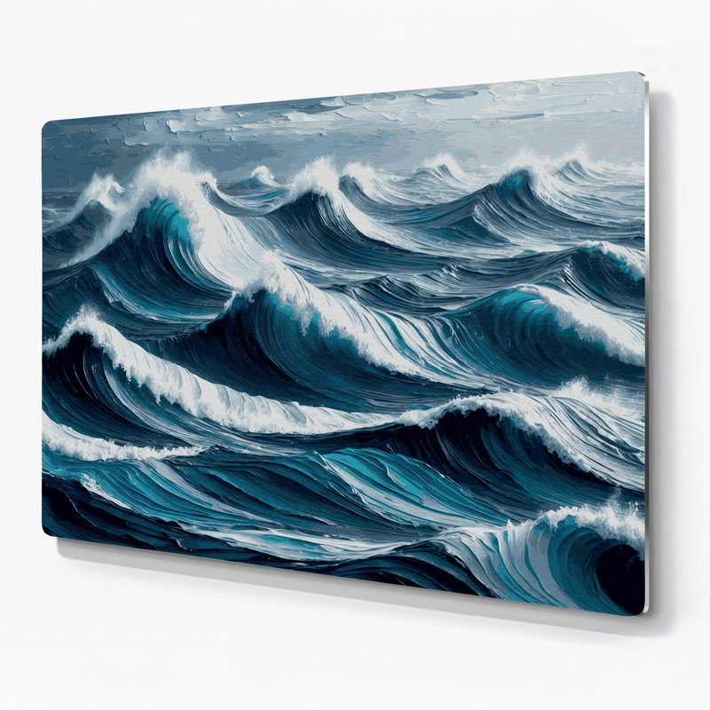 Art mural gris en métal Coastal Wave, H 16 po x l 20 po