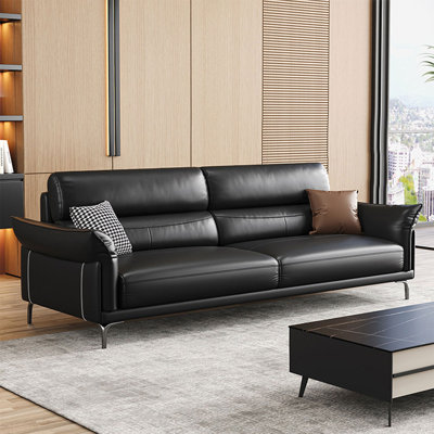 Causeuse-coussin standard en cuir véritable noir