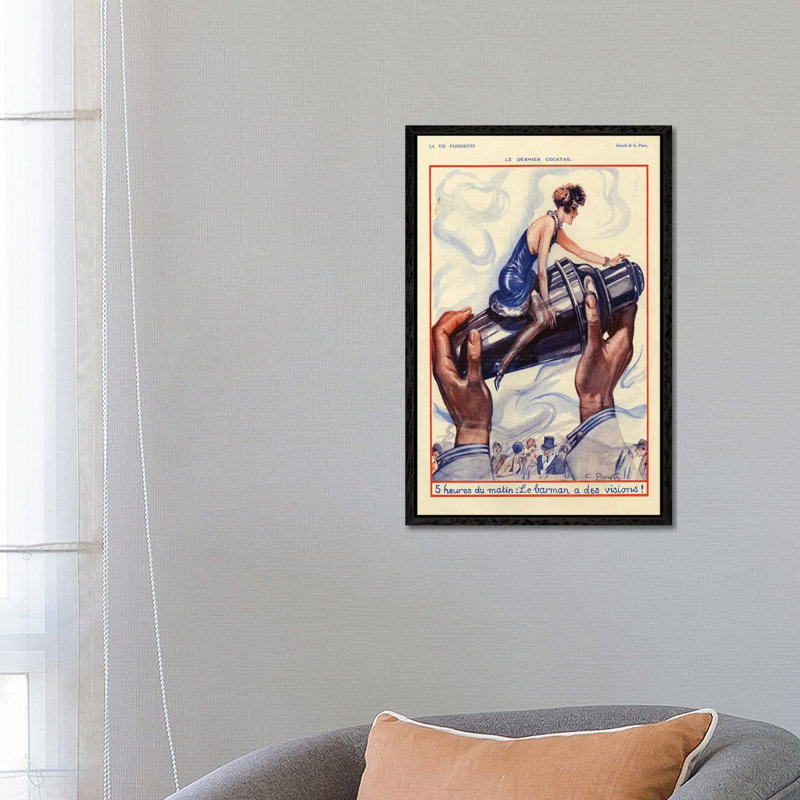 1928 La Vie Parisienne Magazine Plate - Print on Canvas, 66.04cm H x 45.72cm W x 3.81cm D, Black Floater Framed