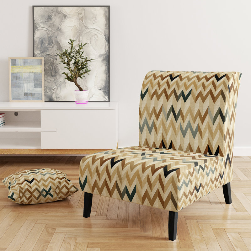 Motif géométrique à chevrons harmonisés - Fauteuil d'appoint et fauteuil rembourrés, Mélange de polyester beige