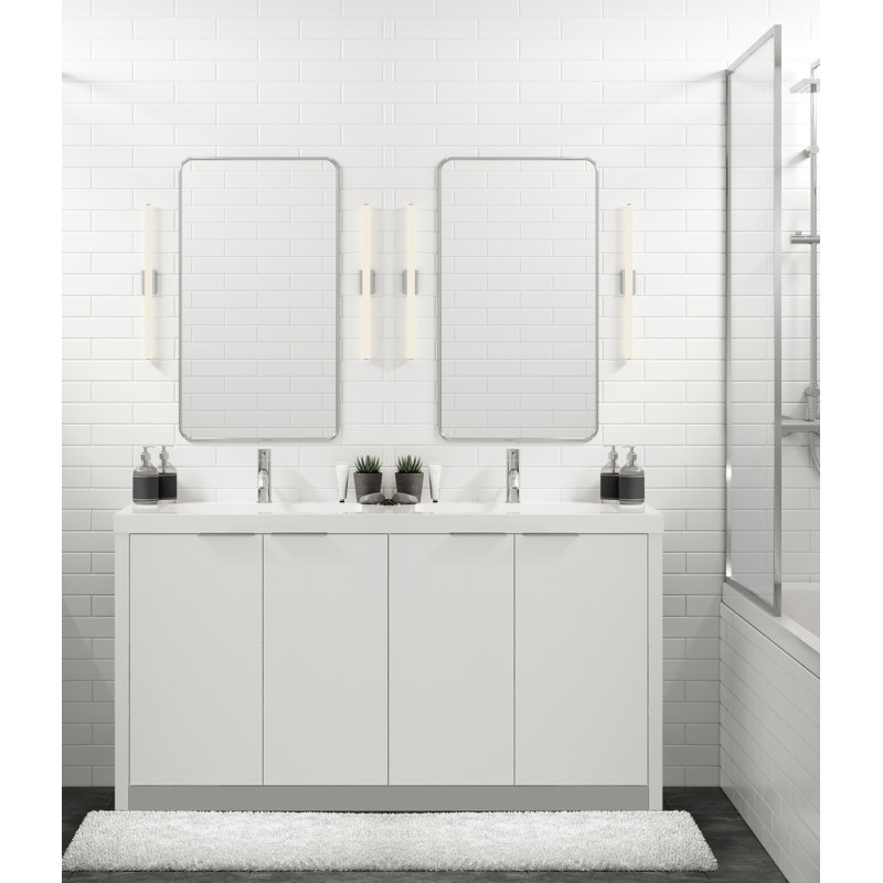 Mesa 42" W Freestanding Single Bathroom Vanity , White Nanomatte/Matte Black, White Gloss, Single-Hole