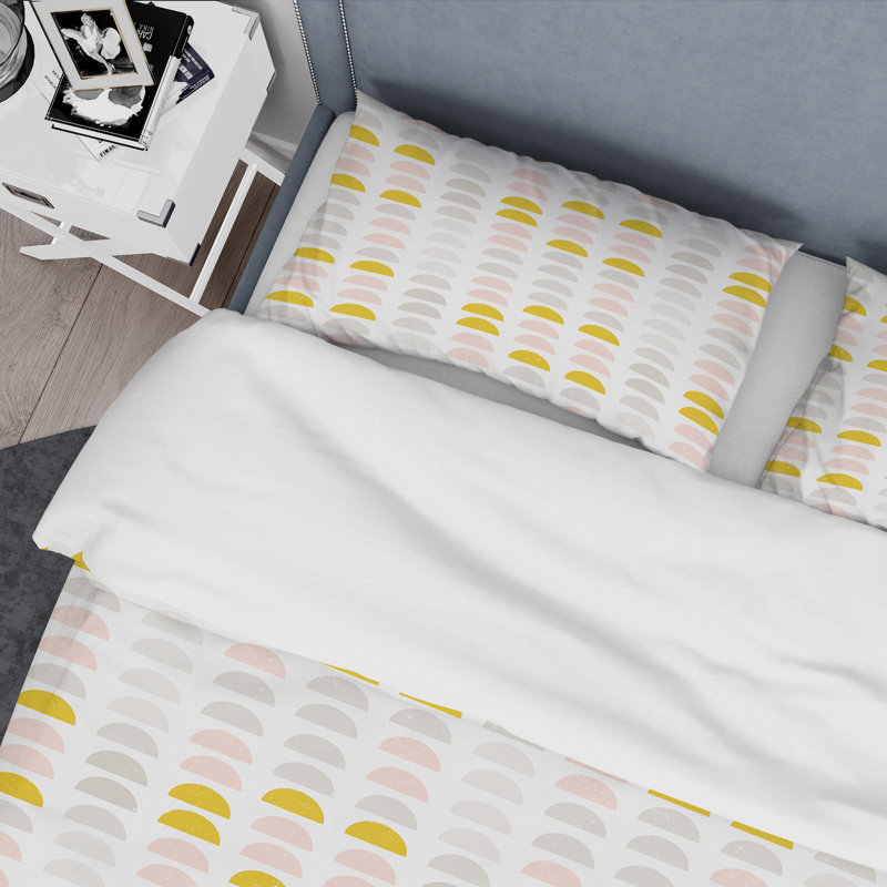 Ensemble de housse de couette à style mid-century à pastel rond iii, Housse simple + 1 taie décorative