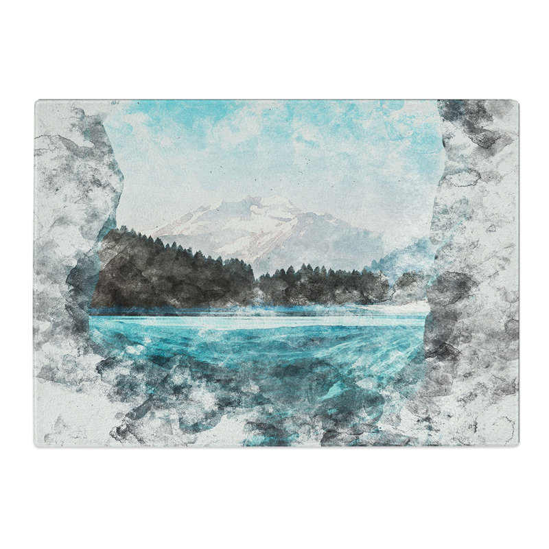 Tempered Glass Blue Ice Tunnel Chopping Board, 20 cm x 28.5 cm