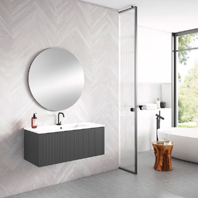 Aleemah 24'' Single Bathroom Vanity with Ceramic Top, Gray