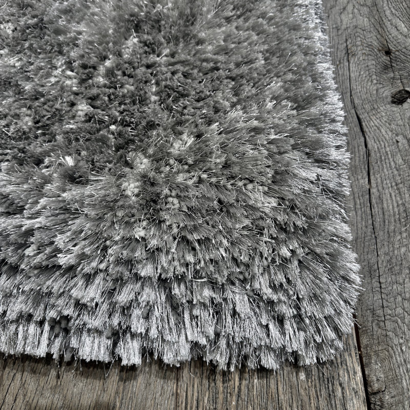 Chandra Rugs Giulia Collection Plush Modern Contemporary Hand-Woven Silver White Grey Shag Polyester Pile Material Handmade Area Rug