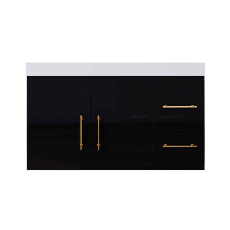 41.73228'' Single Bathroom Vanity with Acrylic Top, Gloss Black