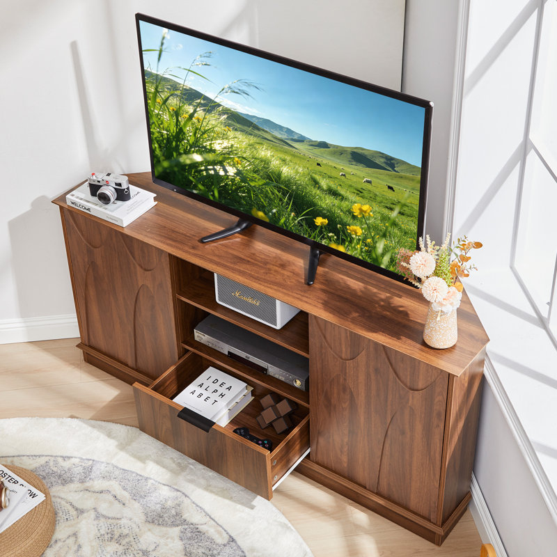 Meuble télé d'angle 57,9 po avec rangement, Brun