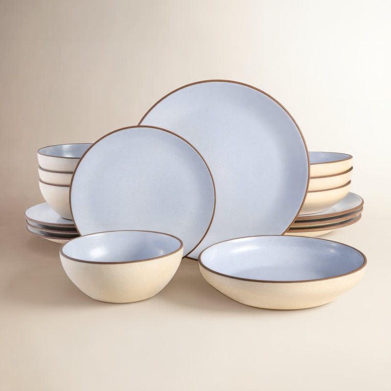 Gibson Elite Contempo 16 Piece Dinnerware Set, Service for 4, Light Blue