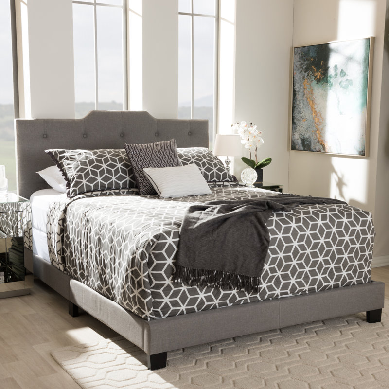 Meriweather Upholstered Bed, Double (4'6), Light Beige
