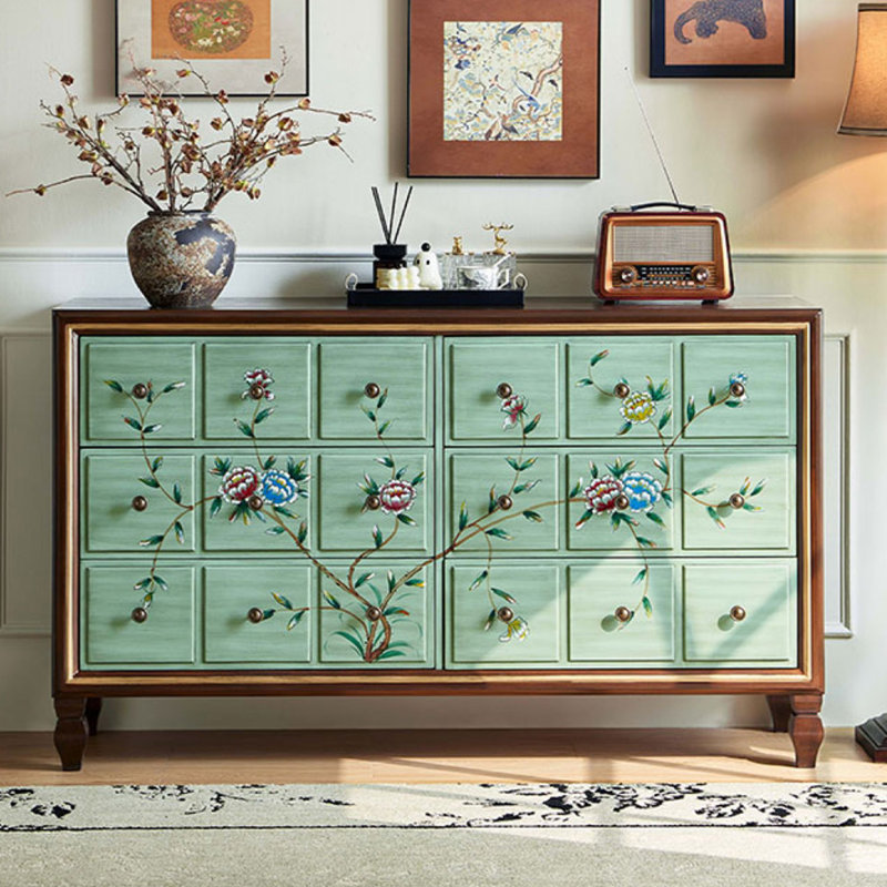 Armoire d'appoint verte et bois manufacturé vert
