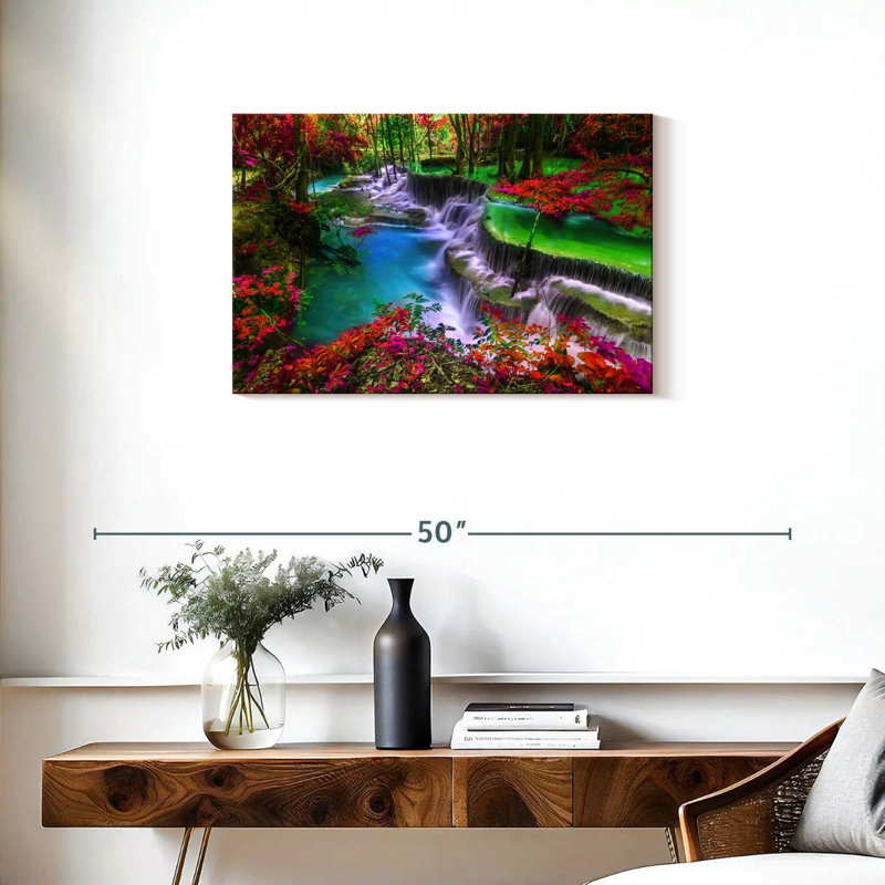 Alvord Huai Mae Khamin Waterfall Scene, 20" H x 30" W