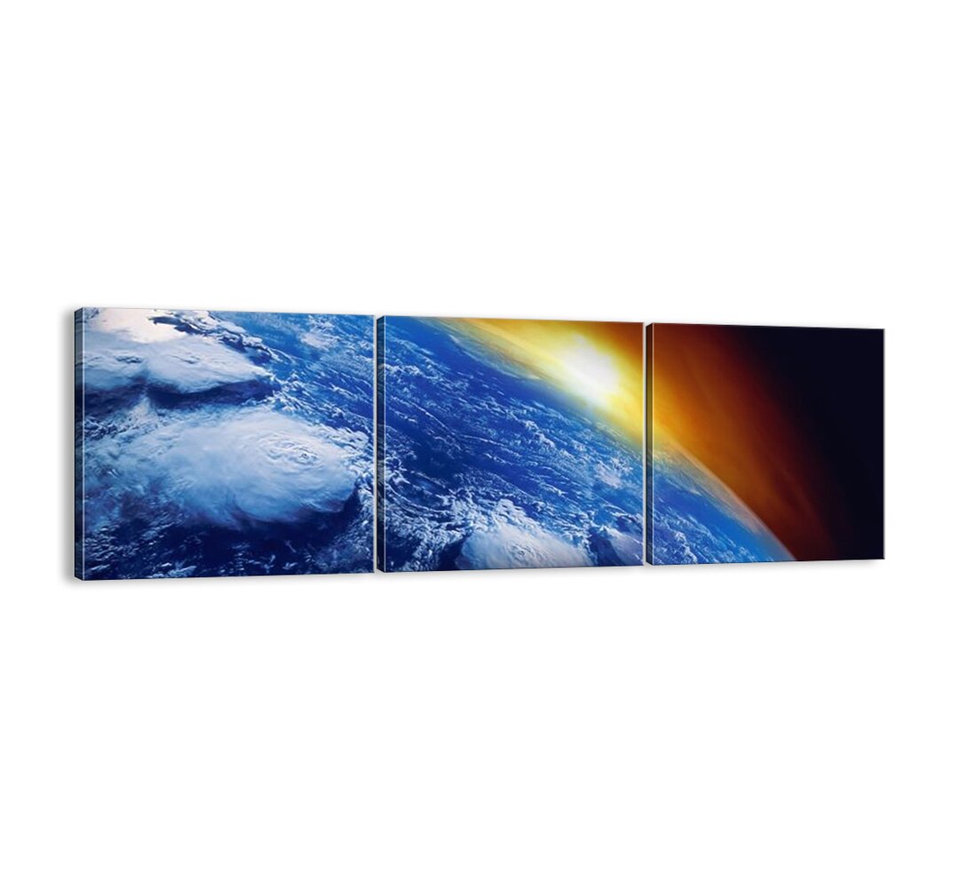 3-tlg. Leinwandbilder-Set - Fotografie „Sunrise over the Blue Planet”