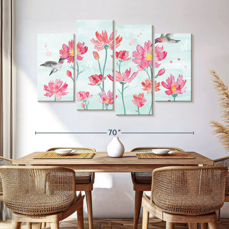 Harnek fleurs et plumes III, H 42 po x l 68 po