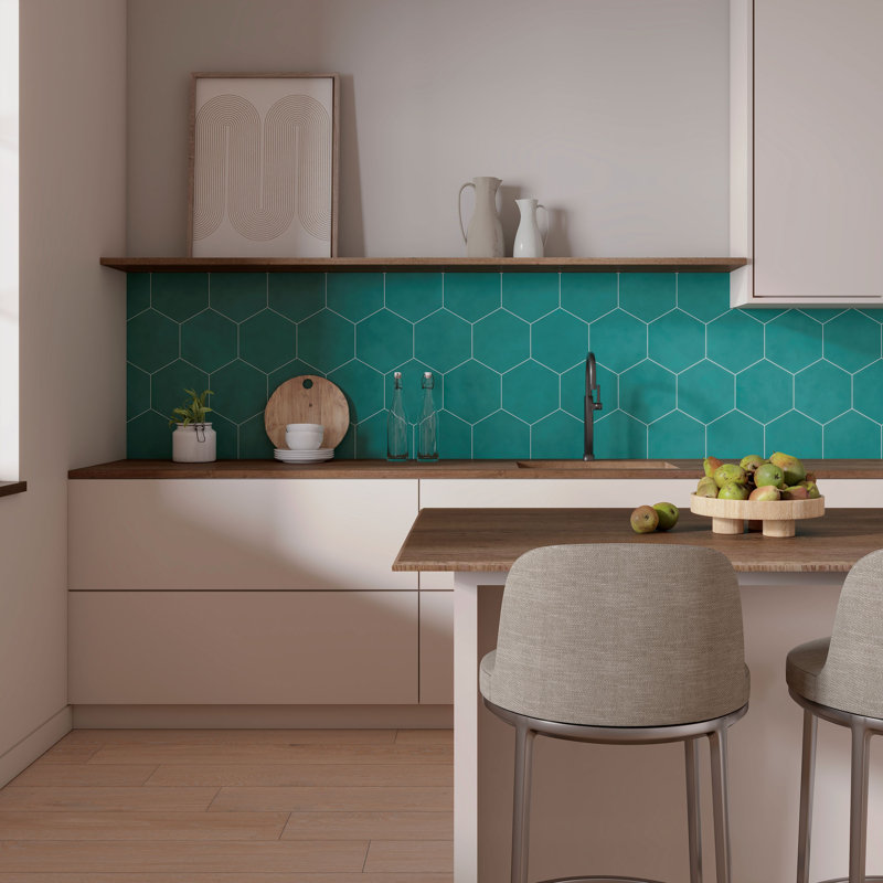 Honeycomb 9in.x10in. Hexagon Porcelain Tile, Green Matte