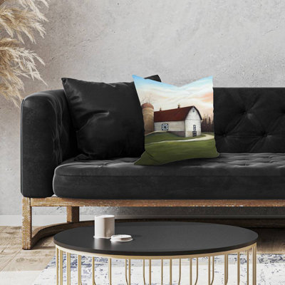 Vitoria White Barn - Double Sided Print Indoor Pillow - 18X18 -  East Urban Home, 6009ECCF6593459B8E2AEB0CAB064998