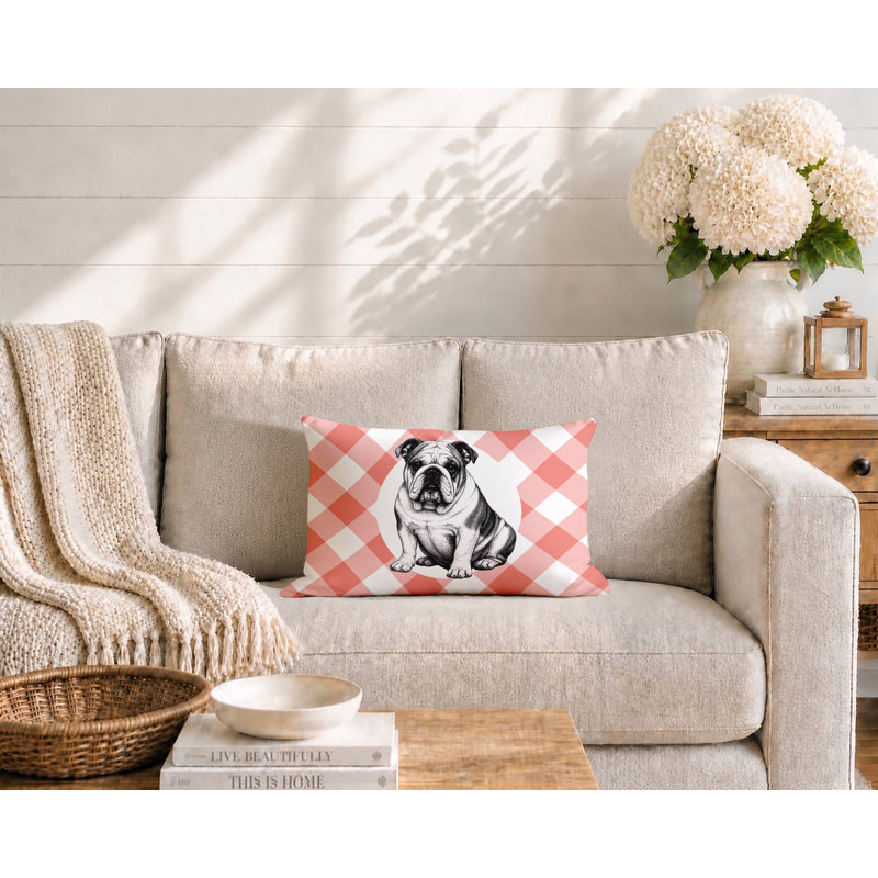 Oreiller réversible intérieur / extérieur Bulldog, 20 po x 14 po, Pêche
