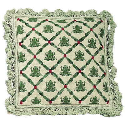 Frog Leap Needlepoint Pillow