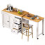Îlot de cuisine avec table de salle à manger extensible, 3 tiroirs et prise de courant-696499250