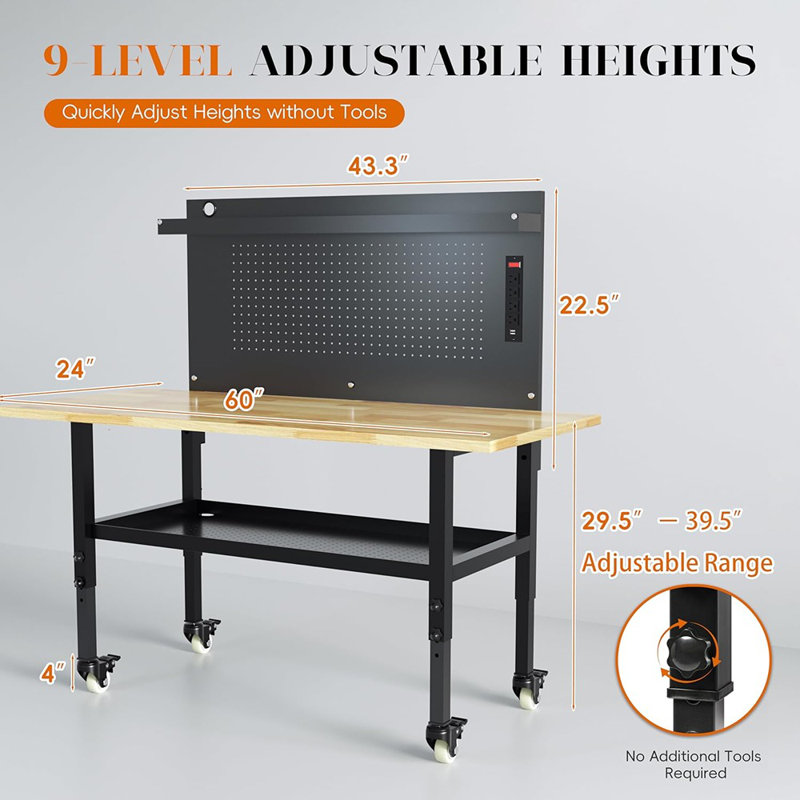 Workbench With Large Pegboard& Partiti...