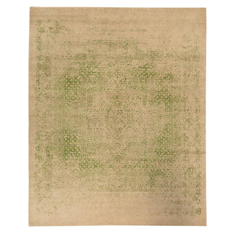 Hand Knotted Area Rug in Green