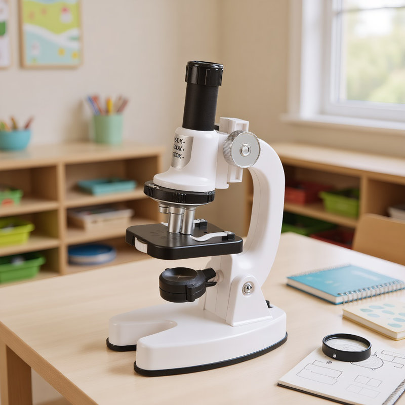 Microscope pour enfants 1200X avec lumière DEL, trousse de laboratoire à domicile et jouet d'apprentissage pour les STMM pour les enfants de 6 à 12 ans