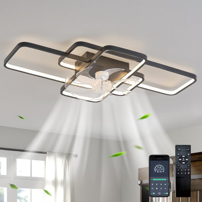 Arlyn 40.5" 7 - Blade Reversible Dimmable LED Flush Mount Ceiling Fan With Remote Control And App