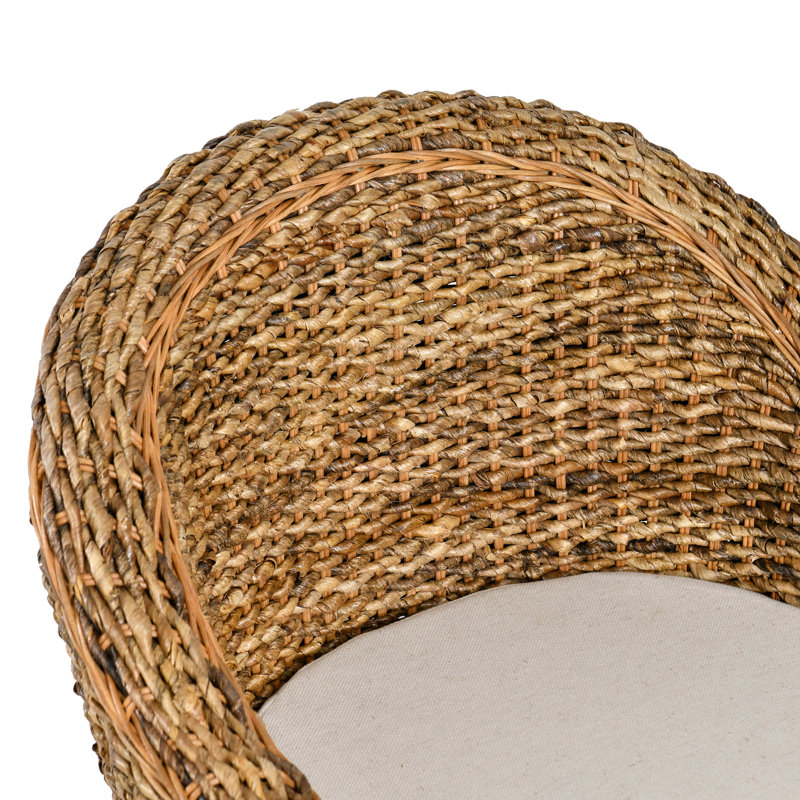 Chaise d'appoint rembourrée en rotin naturel