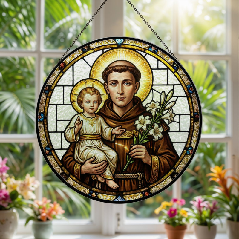 Vitrail Saint Child ， H 12 po, H 12 po