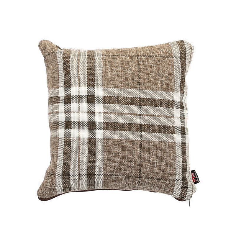 Chagnon Plaid Square Throw Cushion, Medium, Light Brown