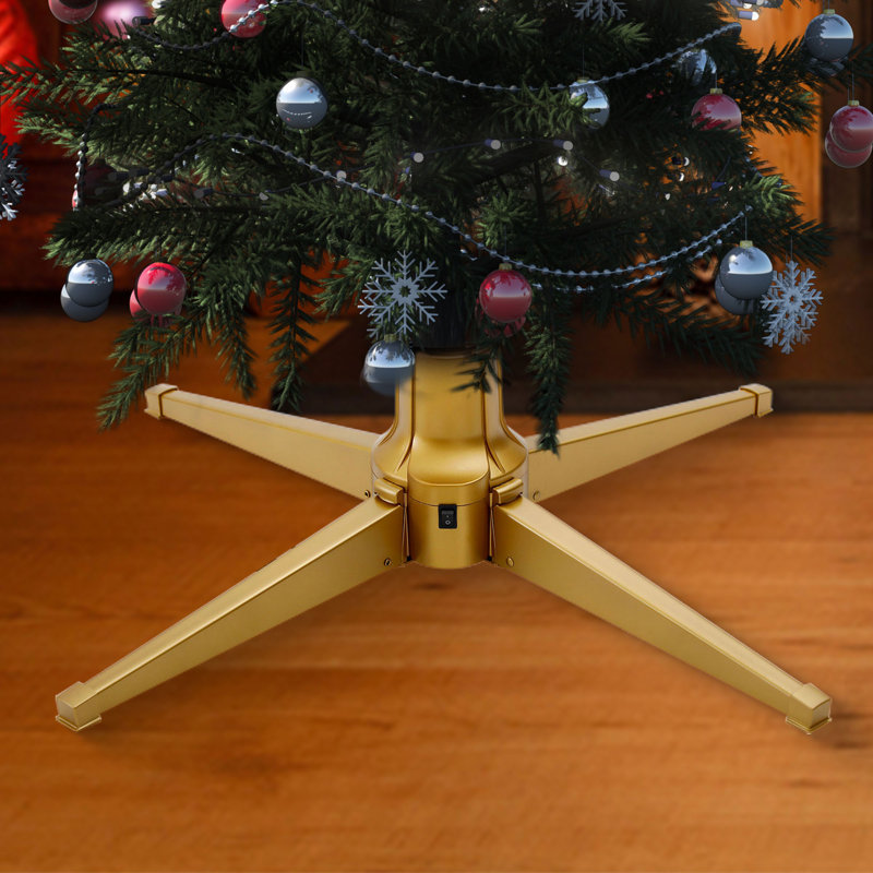 Rotating Tree Stand Base with Cascade Quick Set 5-Ft Pre-Lit Tree, Gold