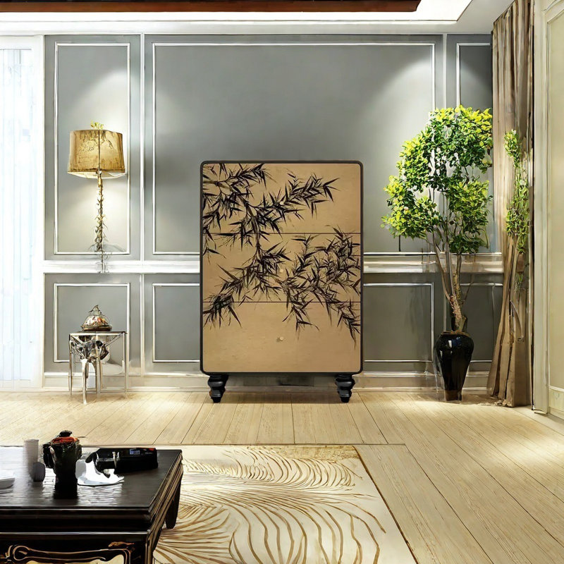 Armoire d'appoint en bois massif en bambou style antique