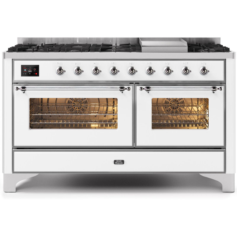 Majestic II 60" 5.02 cu. ft. Freestanding Dual Fuel Range with Griddle, Natural Gas, Blue Gray/Chrome