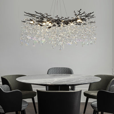 Luminaire suspendu rond en cristal 30 po / 39 po