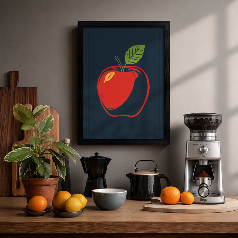 Simple Apple Modern - Print, A2 - 59.4 x 42.0 cm, Black