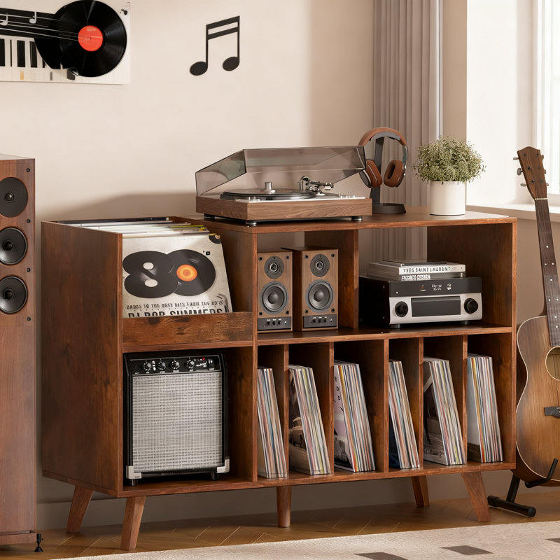 48-Inch Turntable Stand With Storage For Vinyl Records And Media Equipment