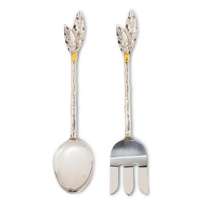 Ensemble de 2 ustensiles de service à salade olive et feuille