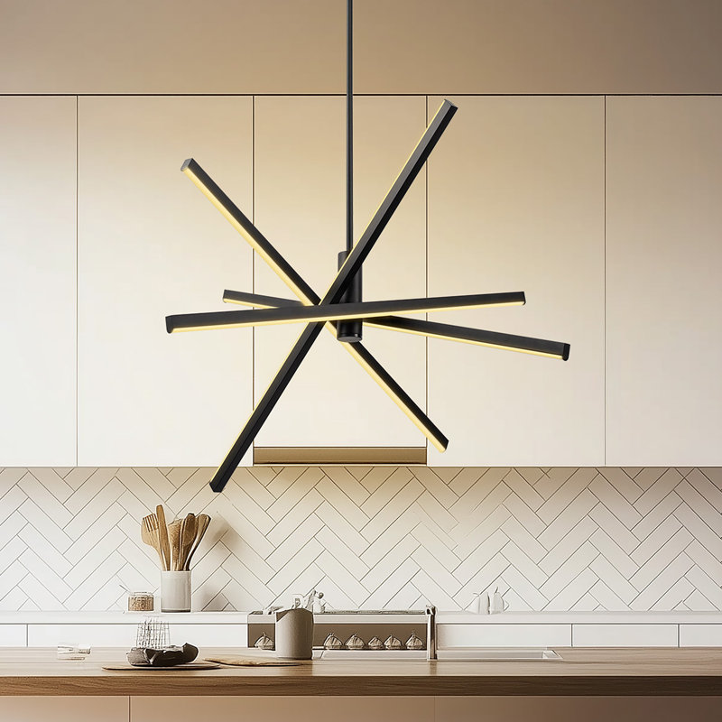 4-Lights Dimmable Sputnik Chandeliers Adjustable Height
