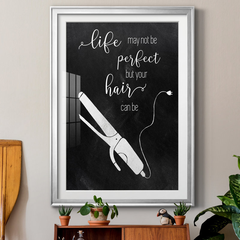 Perfect Hair - Reproduction d'art textuel sur papier encadré, H 30,5 po x l 42,5 po x P 1,5 po, Papier argenté