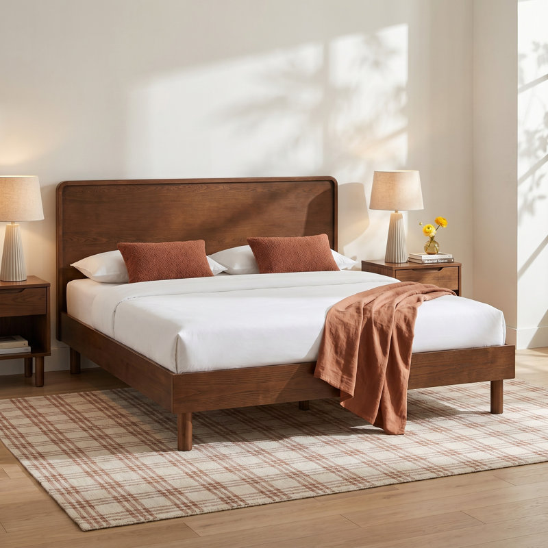 Tessa Wooden King Bed Dark Walnut, Brown, King