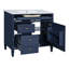 Meuble-lavabo moderne de 36 po avec rangement pour lavabo et miroir, forme rectangulaire bleue, portes à fermeture douce, idéal pour meuble-lavabo simple, couleur, armoire, tiroirs-1146280598