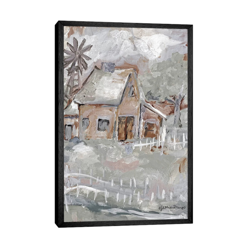 House by Jessica Mingo - Painting on Canvas, Black Floater Framed, 66.04cm H x 45.72cm W x 3.81cm D