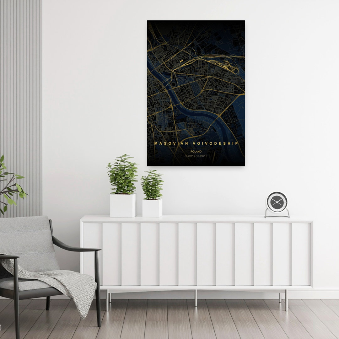 Warsaw Map Abstract Elegant Minimalist City Wall Art Print