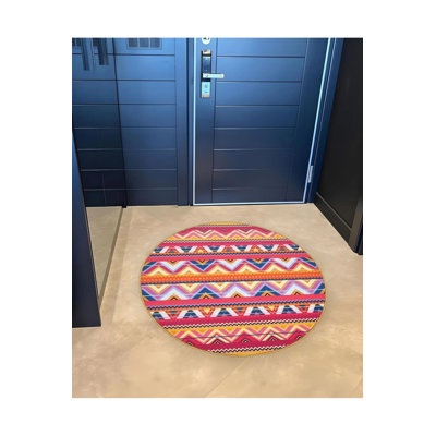 Multicolored Ethnic Detailed Woven Base Modern Decorative Carpet