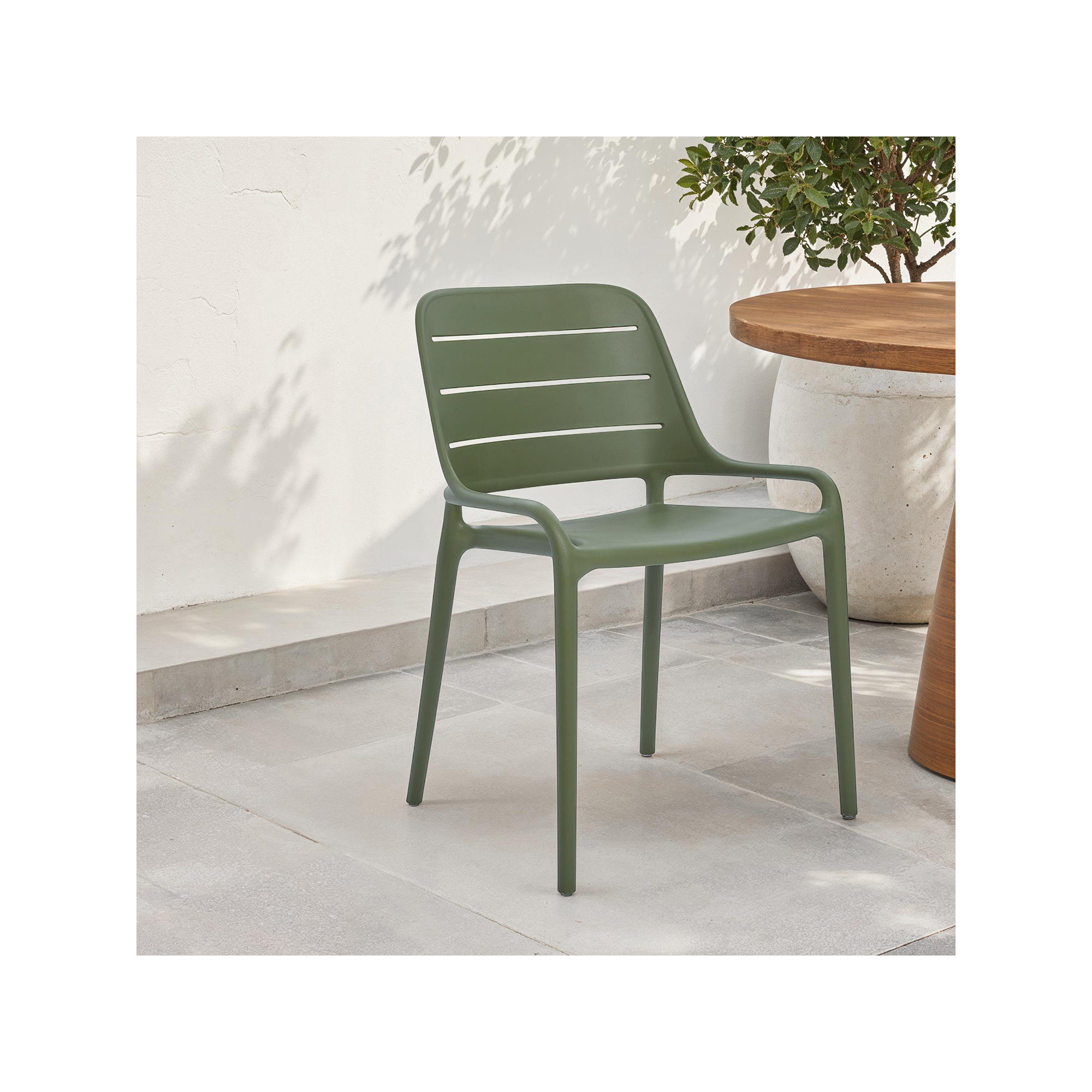 Nohr Outdoor Stacking Chair, Army Green