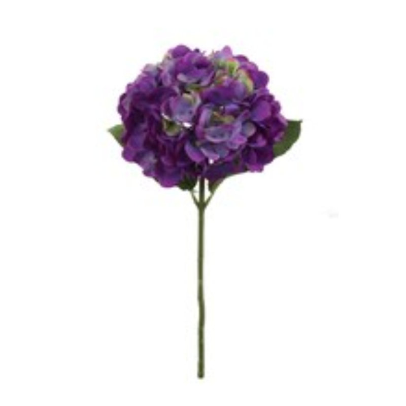Tige d'hortensia mauve 18 po - Fleur artificielle réaliste 7 po