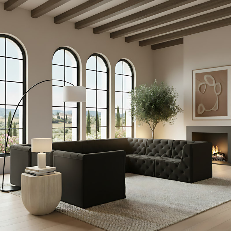 Canapé modulaire Izzobella, Velours noir