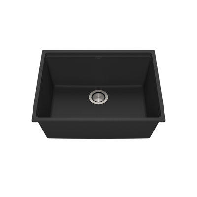 Collection BACIA – Évier de cuisine simple 25" en Granistone premium avec drain et tapis en silicone (Sous-plan)