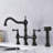 Bridge Style Kitchen Faucet With Dual Handles In Matte Black And Pull-Out Side Spray, 360 Turning High Penetrating, Rust, , Leak-, Brass Produced Handle Rotating Flow, Fabricated
